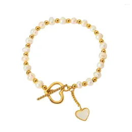 Strand Bracelet Stainless Steel Polishing Heart Buckle Chain Bracelets Easy Matching Fashion Jewellery Women Gift Party Home