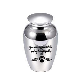 70x45MM Angel wings cremation urn for pet ashes pendant dog paw print Aluminium alloy ashes holder keepsake -You were my Favourite h253I