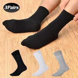 Men's Socks 3 Pairs Seasonal Cotton Breathable Long Tube High Quality Sweat Absorbent Business Sokken Solid Anti-odor