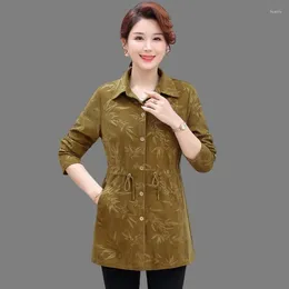 Women's Trench Coats Corduroy Women Jacket2023 Spring Autumn Fashion Mid Long Single-Breasted Lapel Coat Female Casual Overcoat Ladies Tops