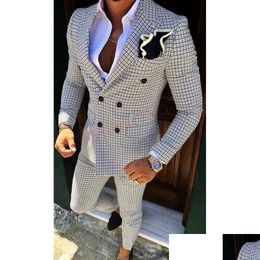 Herren Anzüge Blazer 2022 Mode Gitter Anzug Slim Fit Prom Hochzeit Für Männer Bräutigam Smoking Jacke Hosen Set Benutzerdefinierte weiß Casual Drop De