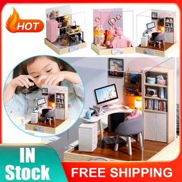 Doll House Accessories DIY Wooden Miniature Building Kit Doll Houses with Furniture Light Molan Casa Dollhouse Handmade Toys for Girls Xmas Gifts 231018