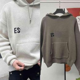 EssentialHoodies Turtleneck Jumpers Loose Sweaters Casual Knits Hoody Lazy Style Men Women Hooded Lightweight Sweatshirts US UK Es198b