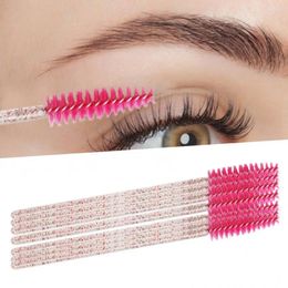 Makeup Brushes 50Pcs Women Eyelash Nylon Head Disposable Crystal Rod Beauty Tool