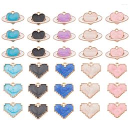 Pendant Necklaces Pandahall 80pcs Mixed Colour Heart Alloy Enamel Pendants Golden Metal Charms For Necklace Jewellery Making Gift