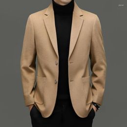 Men's Suits 2023 High-end Fashion Autumn And Winter Casual Short Wool Suit Male Korean Version Trend Slim-fit Woolen Coat Blazers