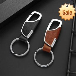 Metal Leather Keychain Creative Masculinity Charm Car Bag Keyring Accessories Simple Practical Men Keyholder Ornaments Gift