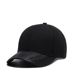 Ball Caps Black Blank Snapback Hat Baseball Cap For Men Women Leather Brim Sport Hip Hop Headwear Embroidery Outdoor Summer Sun Strapback