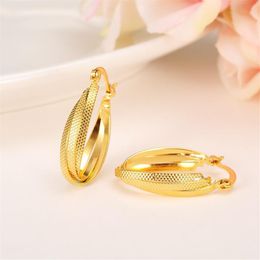 Trendy Earrings Women 24K Yellow Solid Gold GF Jewellery Arab Middle Eastern Africa Indian Brazilian Dubai Jewellery310D