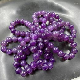 Strand 14mm Grape Purple Chalcedony Agate Bracelet