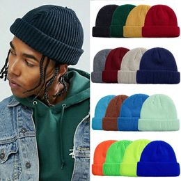 Beanie/Skull Caps Daily Fisherman Beanie Hat Unisex Sailor Style Autumn Beanie Ribbed Knitted Hats For Men Women Short Melon Winter Hat 231019