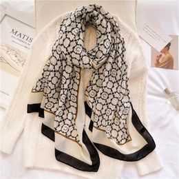 Scarves Moonbiffy Autumn Winter Women Silk Scarf Female Neckerchief Linen Shawl Girl Warm Neck Gift