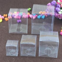 50pcs Square Plastic Clear PVC Boxes Transparent Waterproof Gift Box PVC Carry Cases Packaging Box For Kids Gift Jewellery Candy toy244I