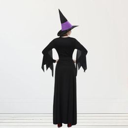 Halloween Toys Halloween Witch Costume with Collar Hat Women Square Neck Long Batwing Sleeve Dress Slim Fit Fancy Dress Costume Vacation Outfit 231019