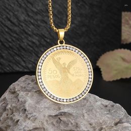 Pendant Necklaces Exquisite Statue Of Stainless Steel Coin Necklace Men Women Fashion Lucky Jewellery Gift