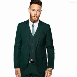 Men's Suits 2023 Tailor Made Men Slim Fit Army Green Groomsmen Tuxedo 3 Pieces Wedding Party Suit For (Blazer Vest Pants)