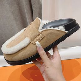 Slippers Warm Female Slippers Winter Comfortable Foot Feel Platform Slippers Baotou Design Non-slip Thick Bottom Ladies Shoes 231019