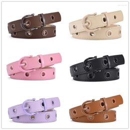 Belts Fashion Versatile Candy Colour Hollow Out Circular Hole Lady Belt Punk Style Clothing Decoration Jeans Dress Pu Leather