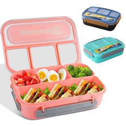 Bento Boxes 1300ml Bento Box 4 Divided Lunch Box with fork For Adults Kids Toddler Bento Lunch Boxs Lunch Containers Leak-Proof Microwave 231013