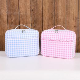 Ice Packs/Isothermic Bags Lunch Bag Ruffle Plaid Insulated Cooler Box Kid Child School Thermal Food Tote Women Waterproof Leakproof Portable Reusable 231019