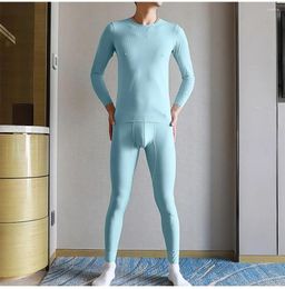 Men's Sleepwear Long Johns Pants Soft Facial Mask Suit High Elastic Autumn Yoga Fitness Bottoming Shirt Sleeved Trousers