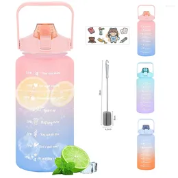 Water Bottles 2L Large Capacity Bottle Cup Sports Outdoor Fitness Portable Straw Big Plastic Botella