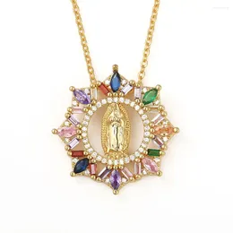 Pendant Necklaces HIPHOP Colour Copper Virgin Mary Vintage Bijoux Crystal Statement Women Fashion Jewellery Wholesale