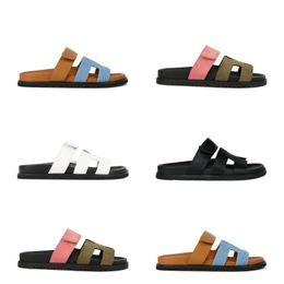 womens designer sandal platform sandals men slides thick bottom flip flops summer flat shoes casual beach sandale genuine leather Black and white patchwork Colour