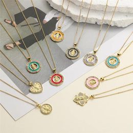 Pendant Necklaces Fashion Copper With Zircon Heart Virgin Mary Necklace Colorful Dripping Oil Geometric Colar Feminino