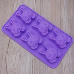 6 Holes Silica Gel Rabbit Cake Moulds Rabbits Shape Silicone Bread Pan Round Shape Mould Muffin Cupcake Baking Pans SN5295