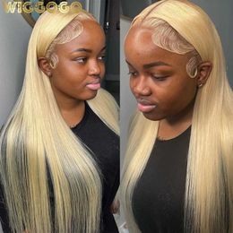 Synthetic Wigs Wiggogo Blonde 613 Hd Lace Frontal Wig 13X6 13x4 Straight Lace Front Wig Human Hair Glueless 30 Inch Lace Front Human Hair Wigs Q231019