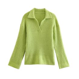 Women's Knits Tees Green Sweater Women Pullover Fall Winter Warm Tops Jersey Long Sleeves Top Pulls Ribbed Sweater's Jumpers 231018