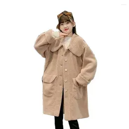 Jackets Girls Long Jacket Outerwear Solid Colour Coats Casual Style Children Fur Spring Autumn Kids Clothes 6 8 10 12 14