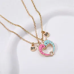 Pendant Necklaces Pink Blue Dolphin Pandent Necklace With Magnetism For Friend Trendy Heart Couple Girlfriend Gift Fine Jewellery