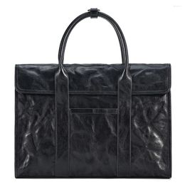 Briefcases Genuine Leather Fashion Business Men's High Quality 15.6 Inch Laptop Tote Casual Work Office Handbags