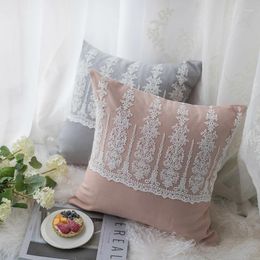 Pillow Romance Light Luxury European Embroidery Lace Cover For Bed Sofa Baclony Square Solid Color Throw Pillowcase Custom Size