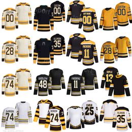 Team Hockey 74 Jake DeBrusk Jerseys 13 Charlie Coyle 35 Linus Ullmark 11 Trent Frederic 48 Matt Grzelcyk 25 Brandon Carlo 28 Derek Forbort All Stitch Man Woman Youth