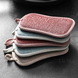 Double Sided Scouring Pads Reusable Magic Sponge Cleaning Cloth Kitchen Cleaning Tools Brush Wipe Pad Decontamination Dish Towels TH1201