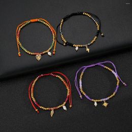 Strand Colourful Beads Stainless Steel Geometric Heart Feather Pearl Bracelets For Women Red Rope Thread String Wedding Party Jewellery