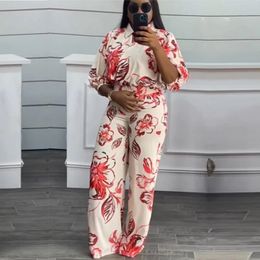 Women s Tracksuits 2 Piece Women Set 2023 Arrival Summer Autumn Matching Sets Flower Print Two Pieces Top And Pants Suits Outfits Clothing 231018