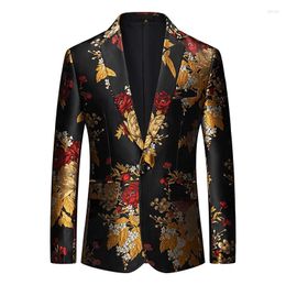 Men's Suits Spring Fall Men Fashion Designer Dobby Floral One Button Blazer Coat Korean Style Man Casual 5xl 6xl Jacquard Flower Blazers