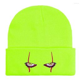 Berets 2023 Men's And Women's Jacquard Letter Casual Hat Autumn Winter Warm Knitted Pullover Pennywise Scary Eyes