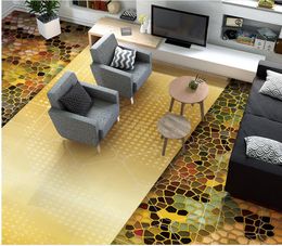 Home Decoration 3d floor painting wallpaper High-end graphics golden parquet floor pvc self-adhesive wallpaper