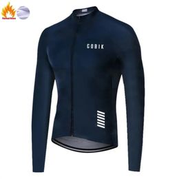 Cycling Jackets Cobik Cycling Wear Men's Winter Outdoor Sports Jacket Cashmere Warm Long Sleeve Cycling Wool Top Road Mountain Bike Uniform 231018