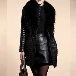 Women's Fur Warm Winter Coat Woman Faux Leather Jacket Slim Fit Long Overcoat Outerwear Female Manteau Femme