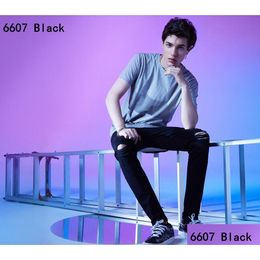 All Black Skinny Jeans Clearance Sale Men Destroyed Straight Slim Fit Biker Pants Ripped Denim Washed Hiphop Ins Trousers Drop Deliv