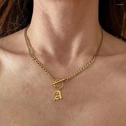 Pendant Necklaces Fashion Heart 26 Initial Letter Necklace Women Classic Stainless Steel Herringbone Chain For Jewellery Gift
