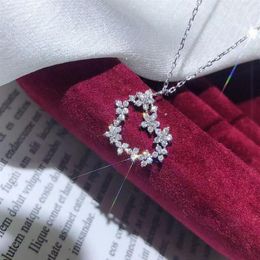 choucong Brand Unique Heart Pendant Handmade Luxury Jewellery 925 Sterling Silver Pave White Sapphire CZ Diamond Party Women Clavicl1939