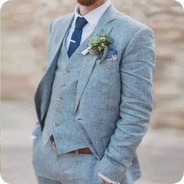 Men's Suits Light Blue Men Wedding Prom Bridegroom Groom Custom Made Tuxedos Slim Fit Formal Man Blazer 3piece Traje Hombre