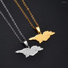 Pendant Necklaces Anniyo Georgia Map With Cities Silver Color/Gold Colour Stainless Steel Jewellery #316521